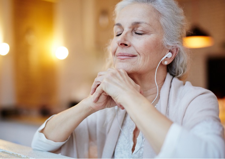 Senior Woman w/ Music