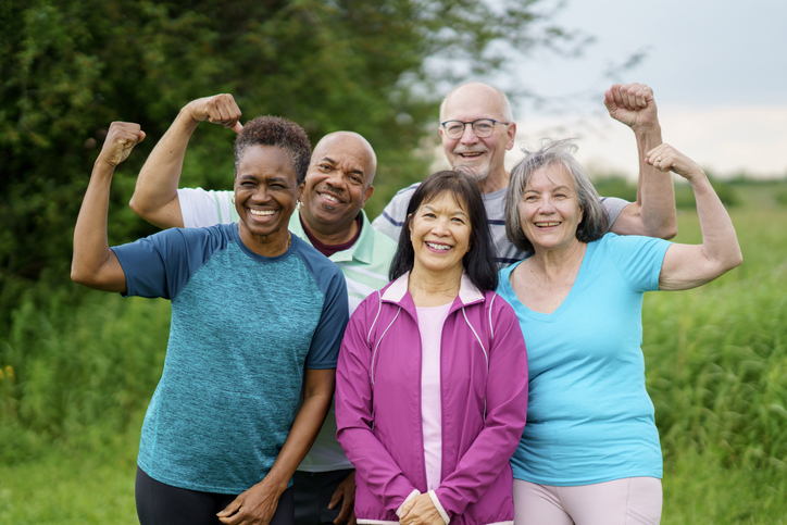 Happy active senior adults