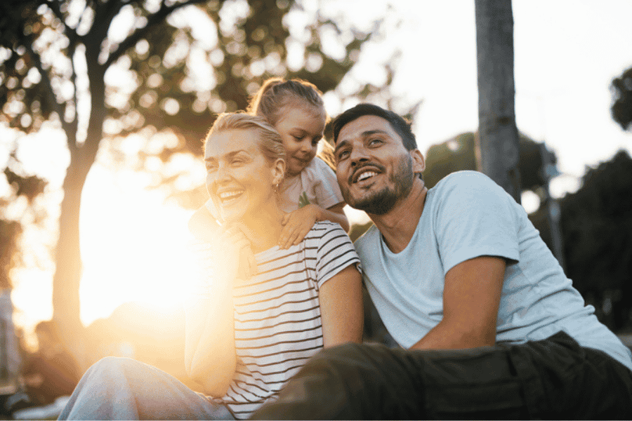 Family Outdoors Enjoying the Sun