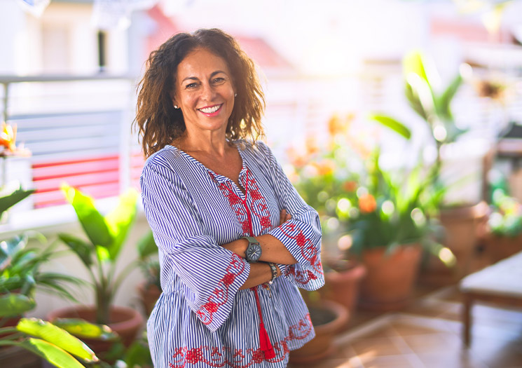 Woman standing in garden