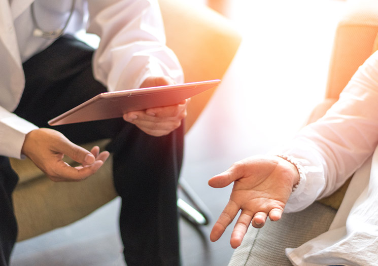 Patient speaking with a provider