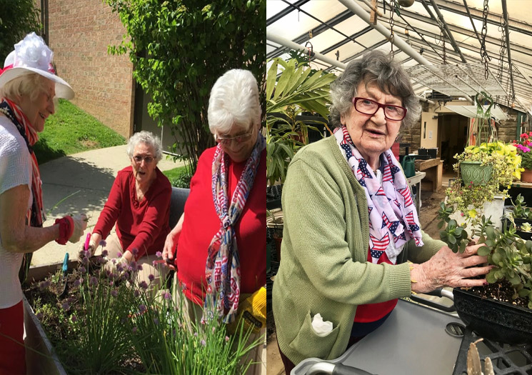 Life Care residents gardening