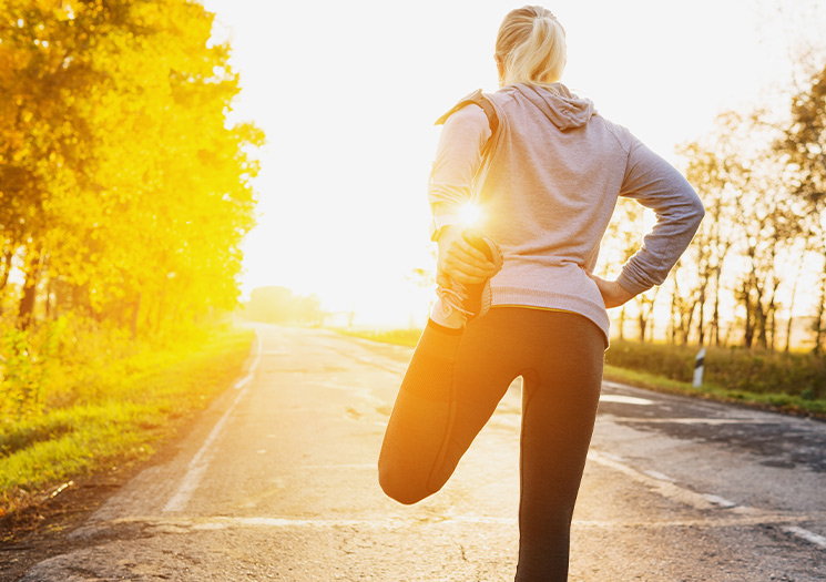 Woman preparing for run