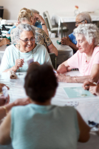 Nursing home residents enjoying game time
